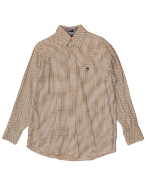 Camicia da uomo vestibilità regolare Tommy Hilfiger taglia 15 1/2 medio giallo a quadri