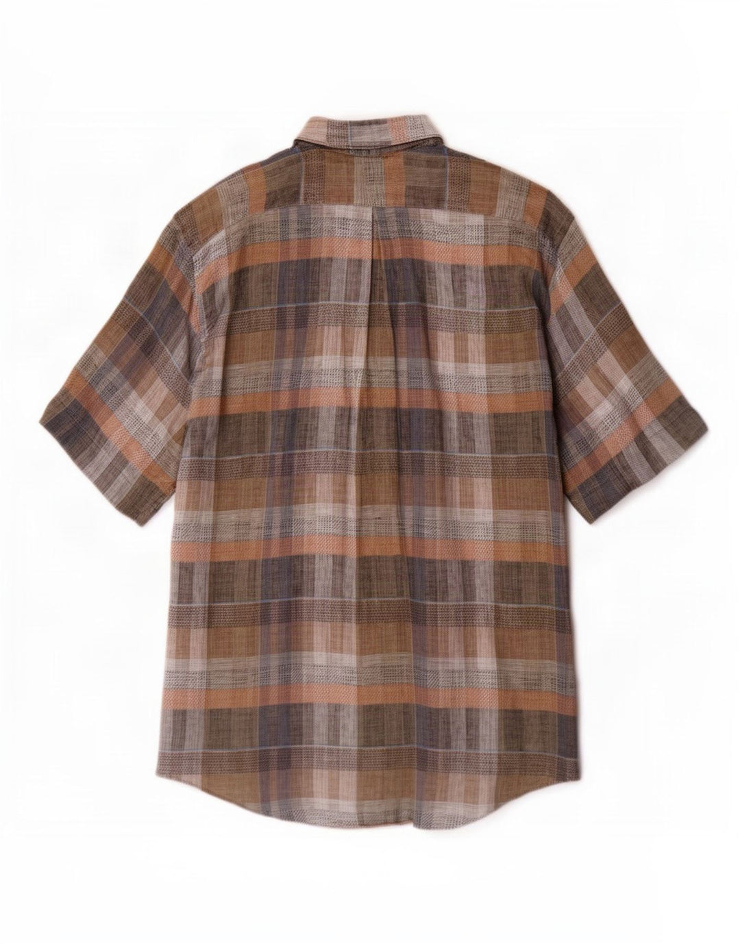 Camicia vintage da uomo a maniche corte grande scozzese marrone