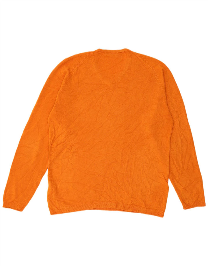 Maglione da uomo con scollo a V autografo Marks & Spencer piccolo acrilico arancione