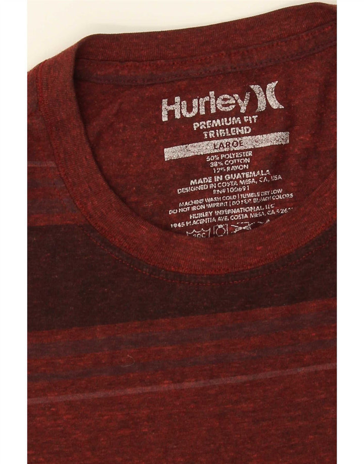 T-shirt Hurley da uomo dalla vestibilità premium, top grande in poliestere a righe marrone