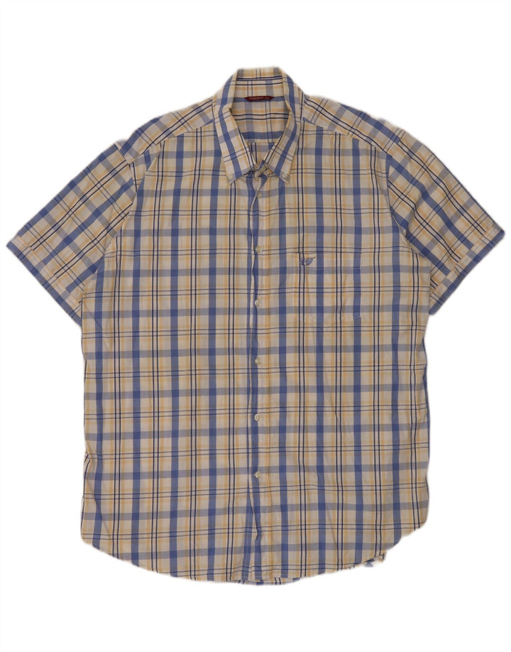 Camicia a maniche corte da uomo Carrera 2XL cotone a quadri bianchi