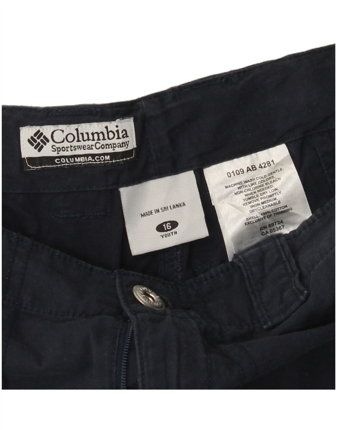 Pantaloncini cargo COLUMBIA da ragazzo 15-16 anni W26 in cotone blu navy