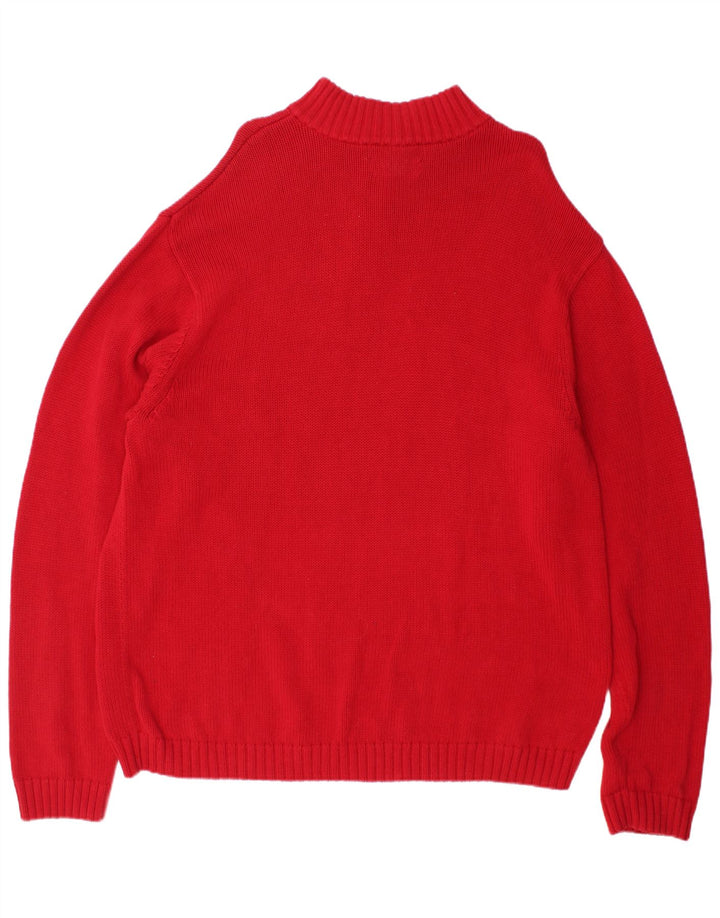 Maglione da uomo Chaps con zip e collo 2XL in cotone rosso