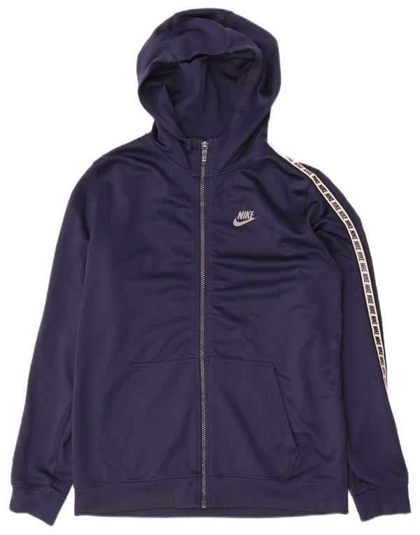 Felpa con cappuccio e zip grafica Nike da ragazzo 13-14 anni XL Blu navy Colourblock
