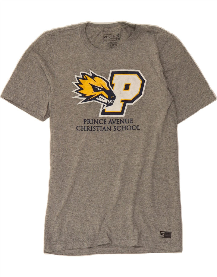 RUSSELL ATHLETIC Mens Graphic T-Shirt Top Small Grey Vintage Russell Athletic and Second-Hand Russell Athletic from Messina Hembry 