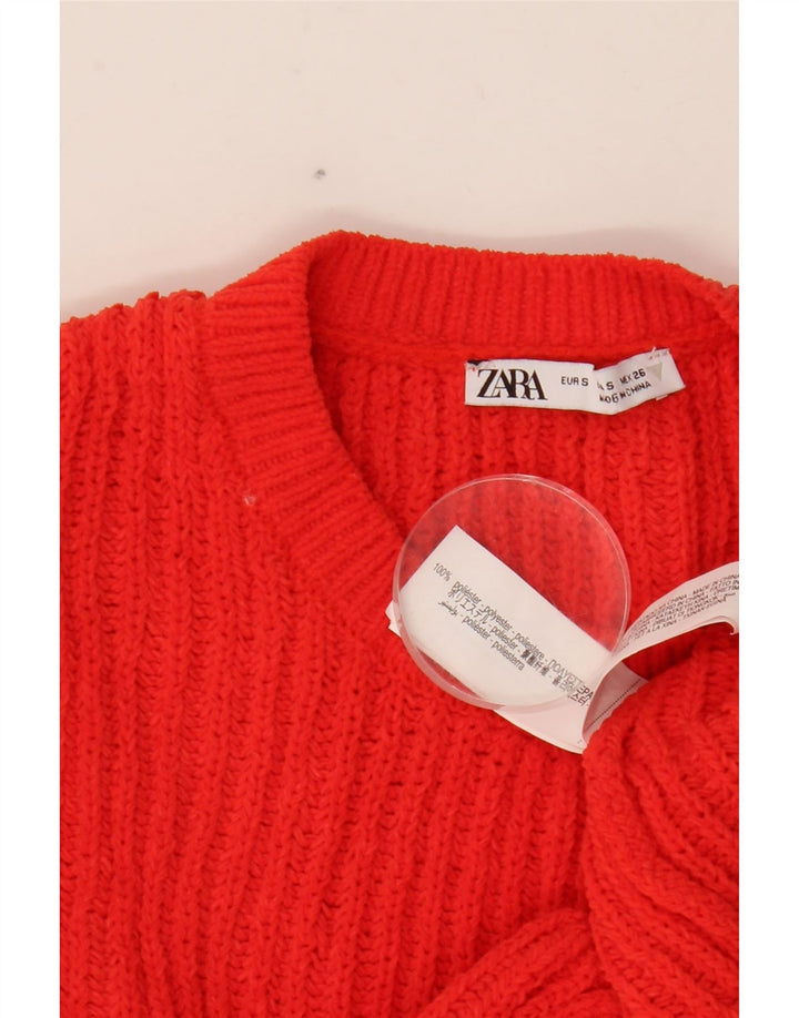Maglione girocollo oversize corto da donna ZARA UK 10 piccolo rosso