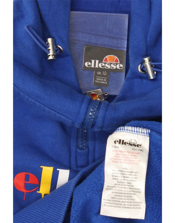 ELLESSE Maglione da donna con cappuccio grafico oversize con zip e collo UK 10 piccolo blu