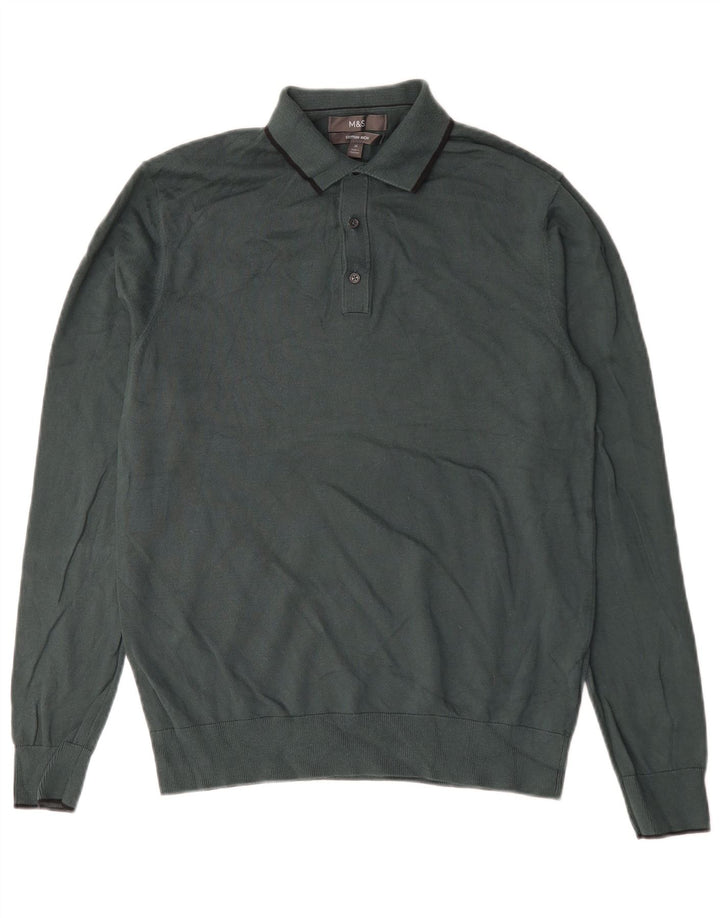 Maglione da uomo Marks & Spencer con collo alto in cotone verde medio