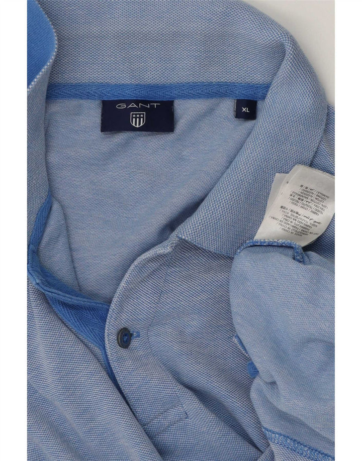 Polo da uomo Gant XL in cotone screziato blu