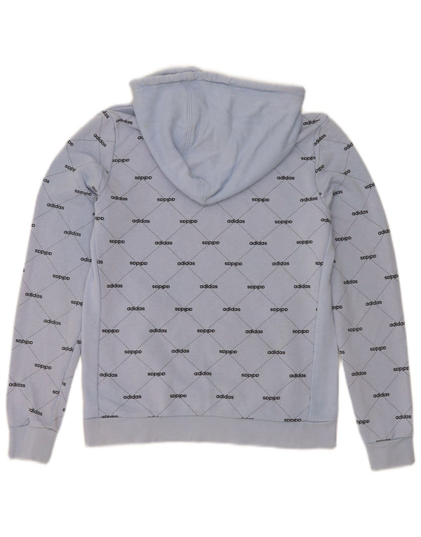 Felpa con cappuccio grafica da donna Adidas UK 10 piccola in cotone blu