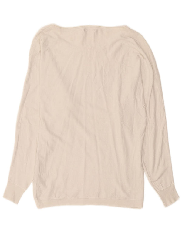 Guess maglione da donna con scollo a barca con grafica UK 16 grande viscosa bianca