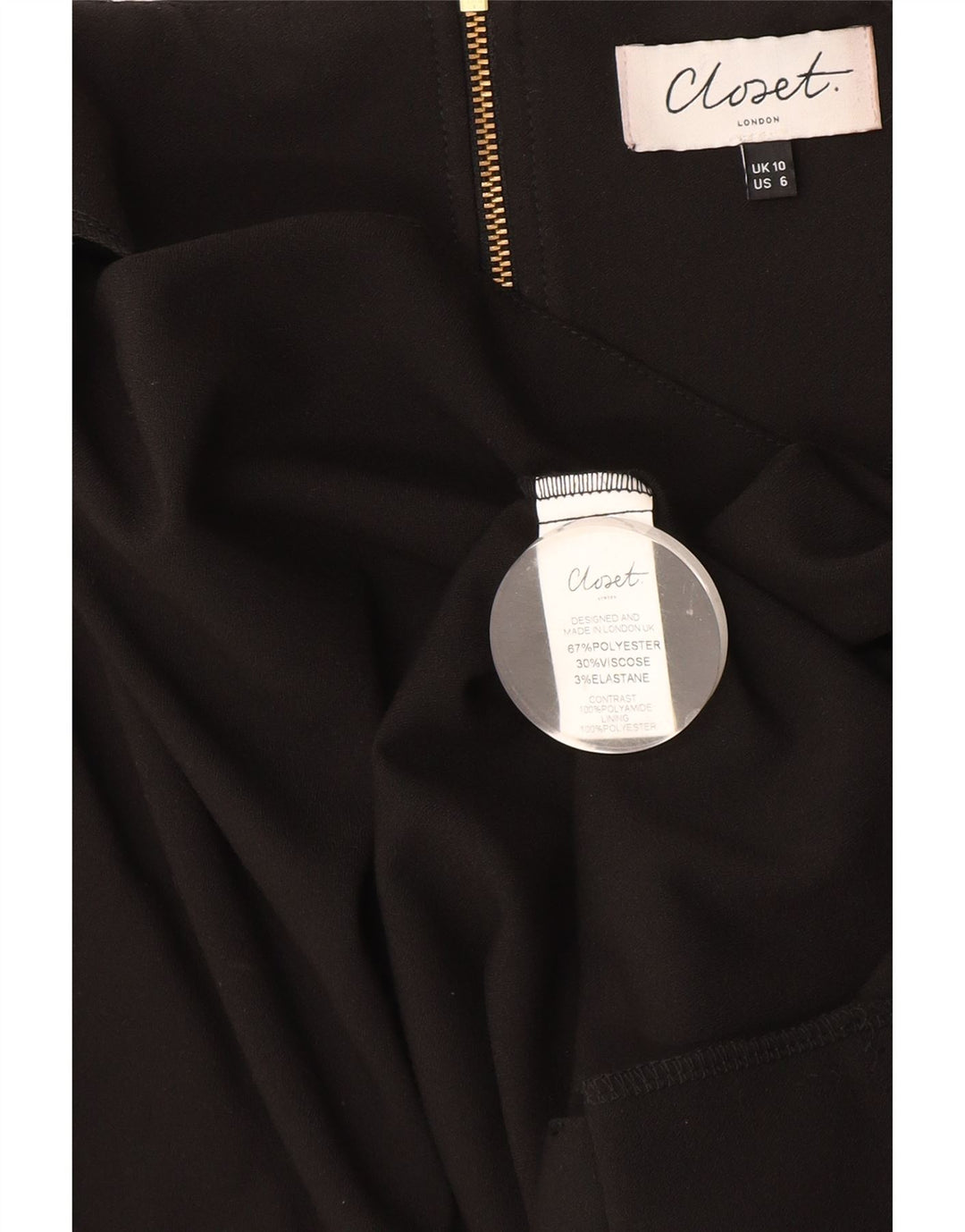 CLOSET Abito tubino da donna UK 10 Piccolo poliestere nero