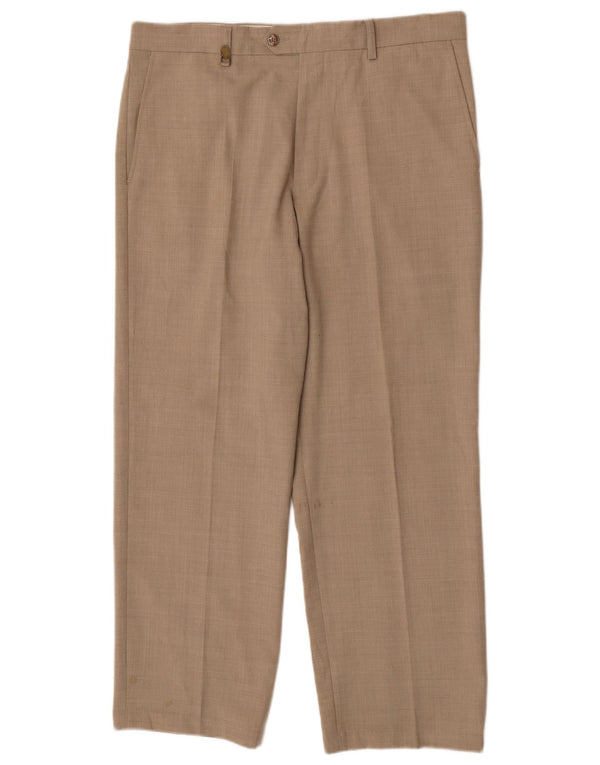 Pantaloni da abito dritti da uomo Farah W36 L29 Poliestere beige