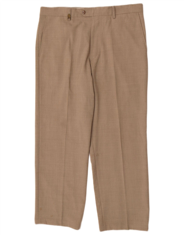 Pantaloni da abito dritti da uomo Farah W36 L29 Poliestere beige