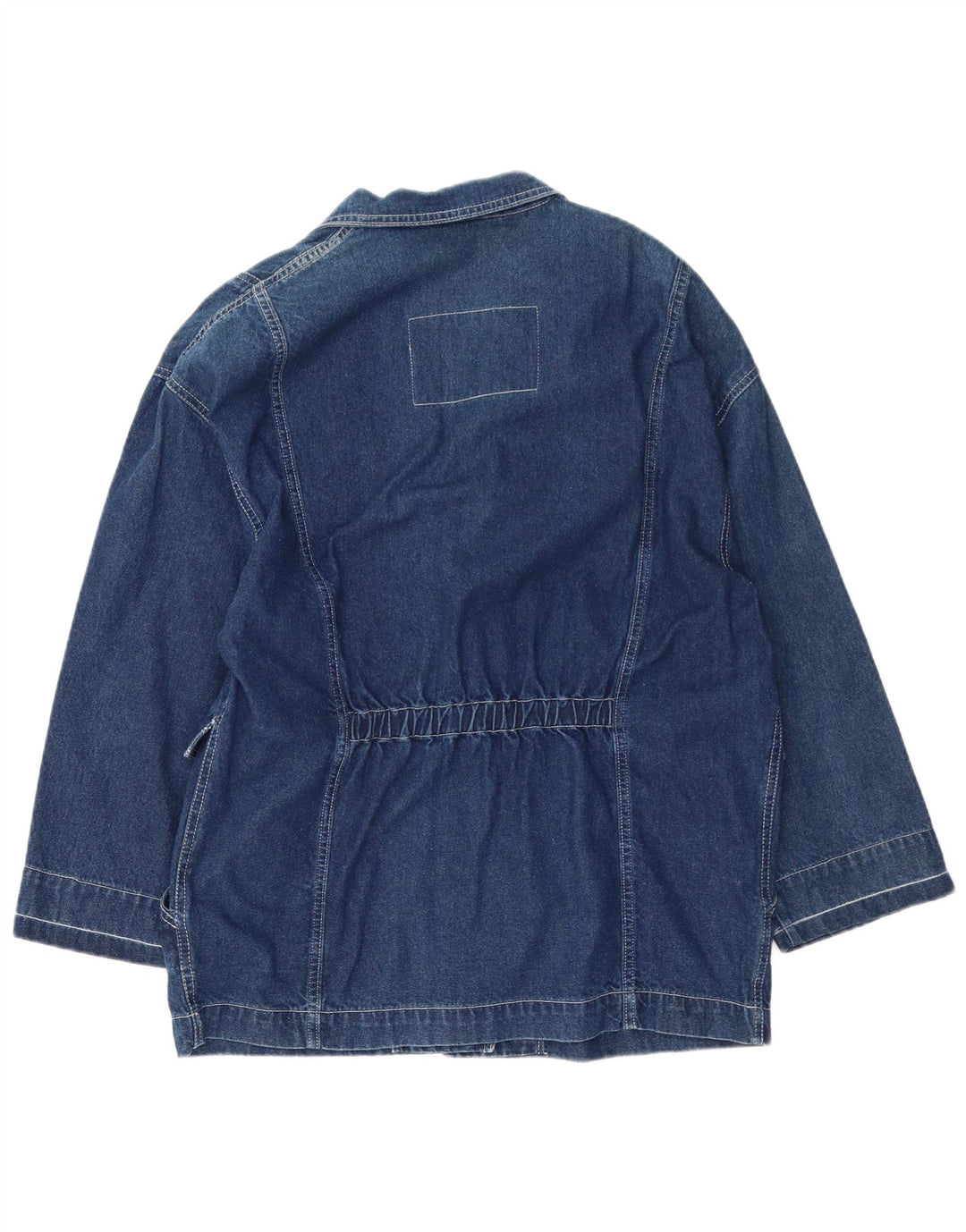 Giacca blazer in denim a 3 bottoni vintage da donna UK 16 grande cotone blu navy