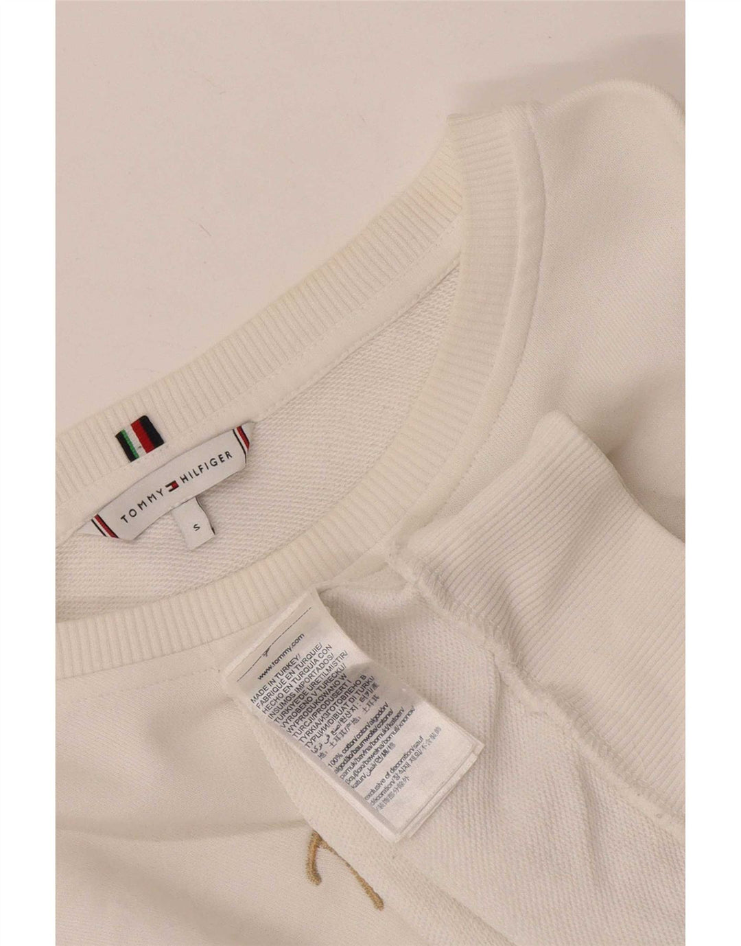 Felpa oversize con grafica da donna Tommy Hilfiger Maglione UK 10 Small Bianco