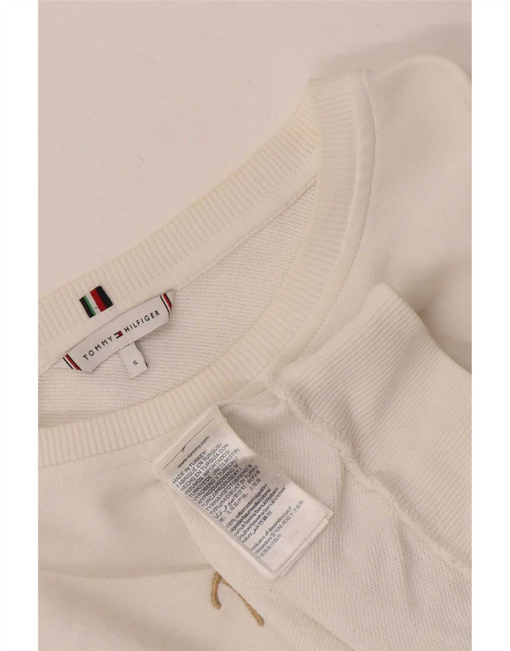 Felpa oversize con grafica da donna Tommy Hilfiger Maglione UK 10 Small Bianco