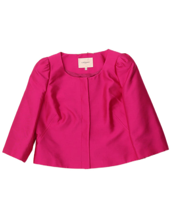 L.K. Giacca blazer corta con maniche a 3/4 da donna BENNETT UK 16 grande seta rosa