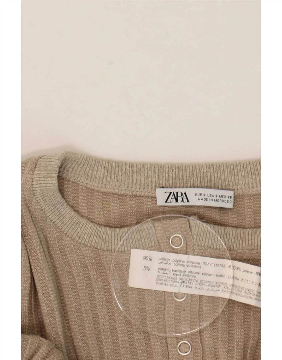 Body a maniche lunghe da donna Zara UK 10 piccolo poliestere grigio