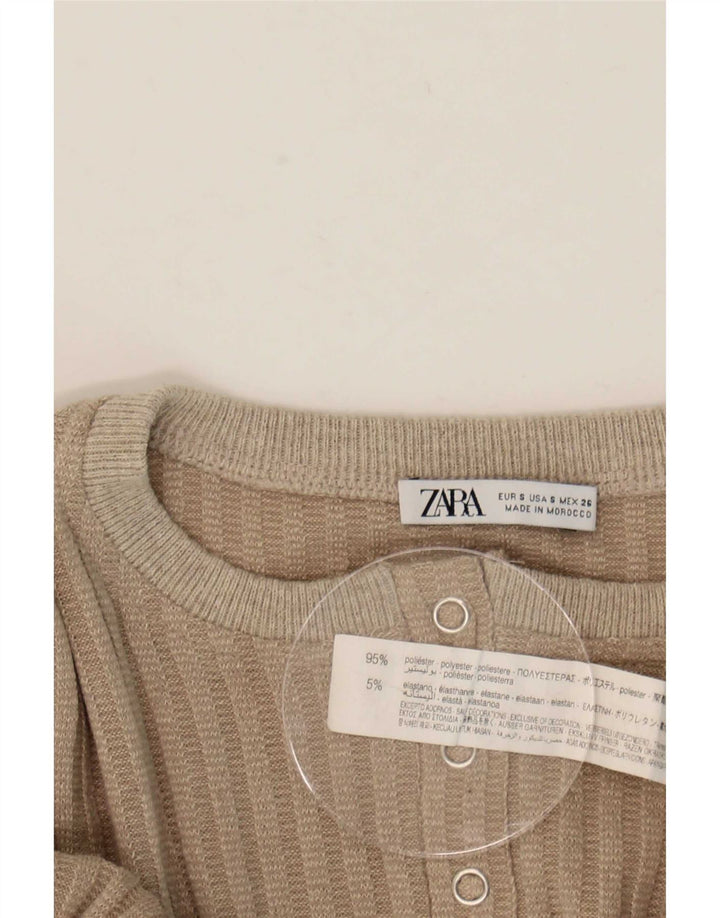 Body a maniche lunghe da donna Zara UK 10 piccolo poliestere grigio