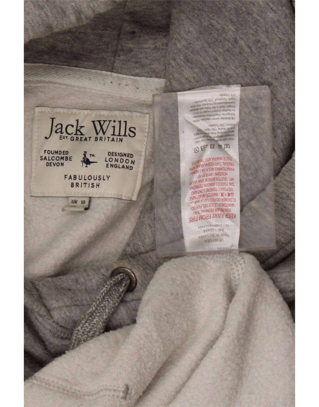 JACK WILLS Maglione oversize con cappuccio da donna UK 10 piccolo cotone grigio