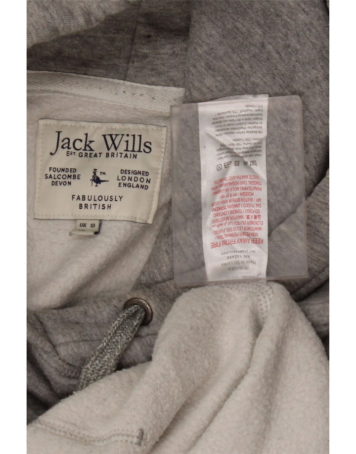 JACK WILLS Maglione oversize con cappuccio da donna UK 10 piccolo cotone grigio