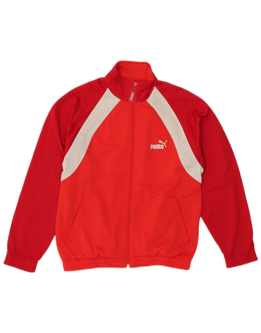 Giacca da tuta da ragazzo PUMA 9-10 anni in poliestere color block rosso