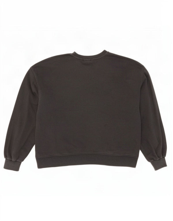 Felpa oversize con grafica da donna Adidas, maglione UK 16, grande cotone nero