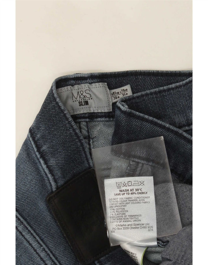 Jeans slim da uomo Marks & Spencer W36 L31 cotone blu