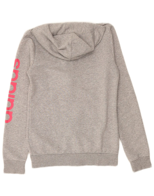 Felpa con cappuccio e zip grafica ADIDAS per ragazze 13-14 anni in cotone grigio