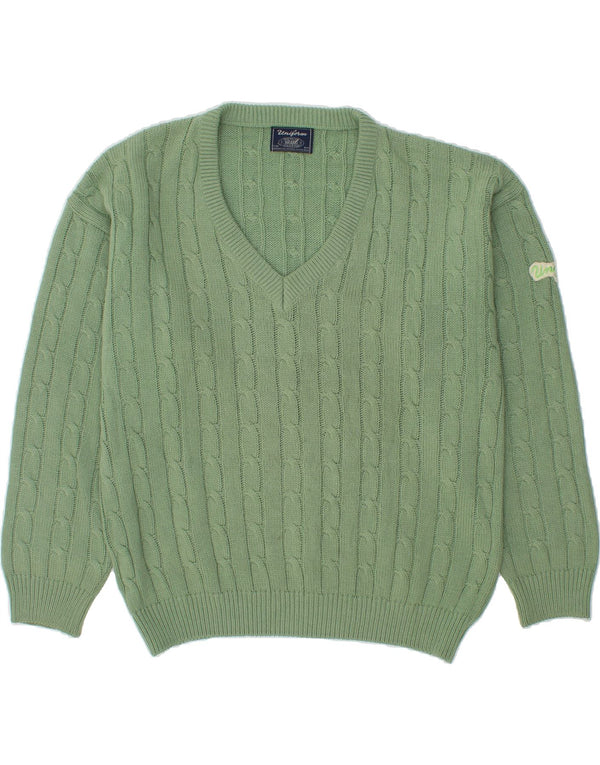 UNIFORM Maglione da uomo con scollo a V grande acrilico verde