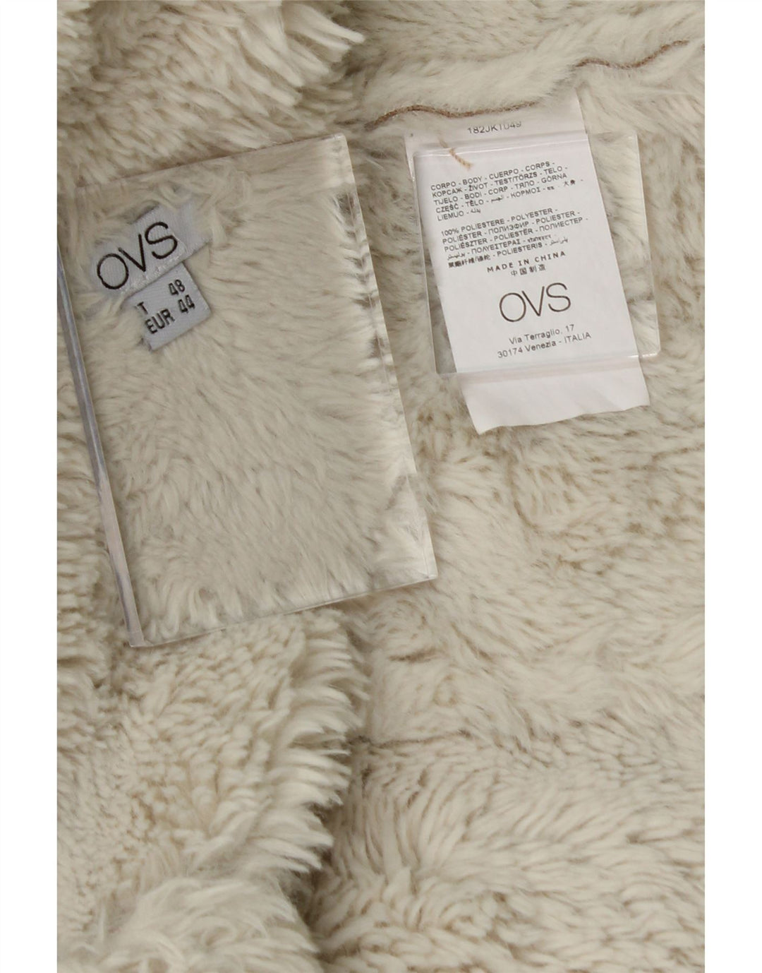 OVS Womens Sherpa Jacket IT 48 XL Beige Polyester Vintage OVS and Second-Hand OVS from Messina Hembry 