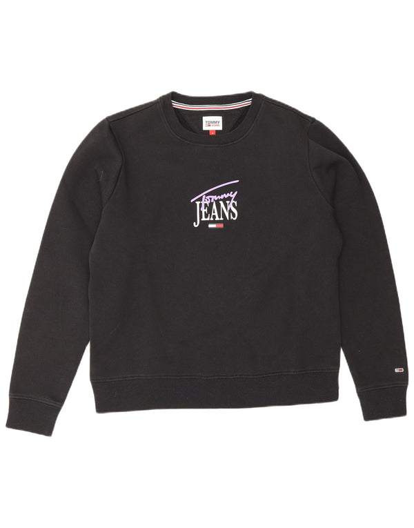 TOMMY HILFIGER Felpa con grafica da donna Maglione UK 10 Small Nero