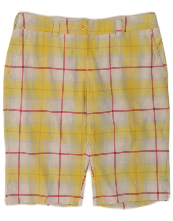 Pantaloncini chino da golf Nike Dri Fit da donna UK 12 medi W32 scozzesi gialli