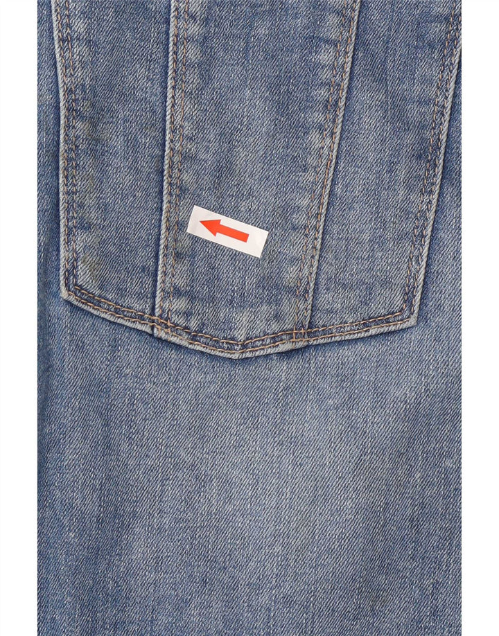 Pantaloncini di jeans con salopette invecchiata da donna Fat Face UK 12 medio W32 blu