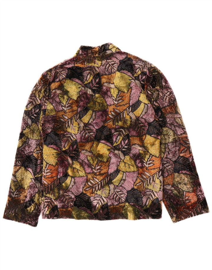 Giacca blazer vintage da donna a 3 bottoni UK 14 medio multicolore floreale