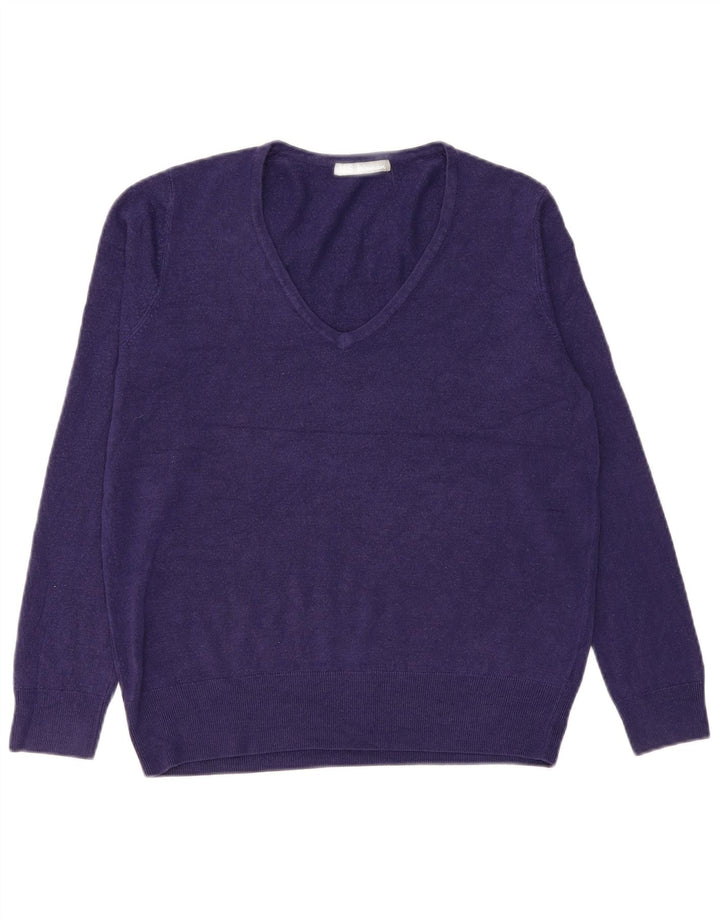 Maglione maglione con scollo a V da donna Marks & Spencer UK 14 grande viola