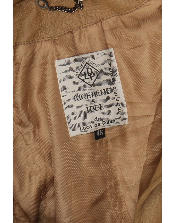 Cappotto oversize in pelle con cappuccio da donna VINTAGE IT 46 Large in pelle marrone