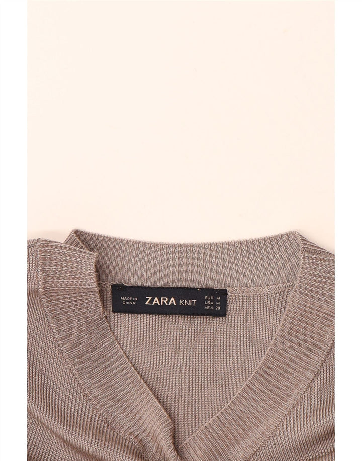 ZARA Womens Boat Neck Jumper Sweater UK 12 Medium Grey Viscose