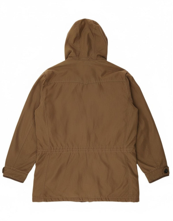 Giacca Parka da donna con cappuccio e zip Musto UK 16 grande poliestere kaki classico