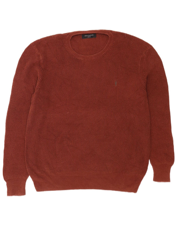 Maglione maglione girocollo da uomo All Saints in cotone marrone medio