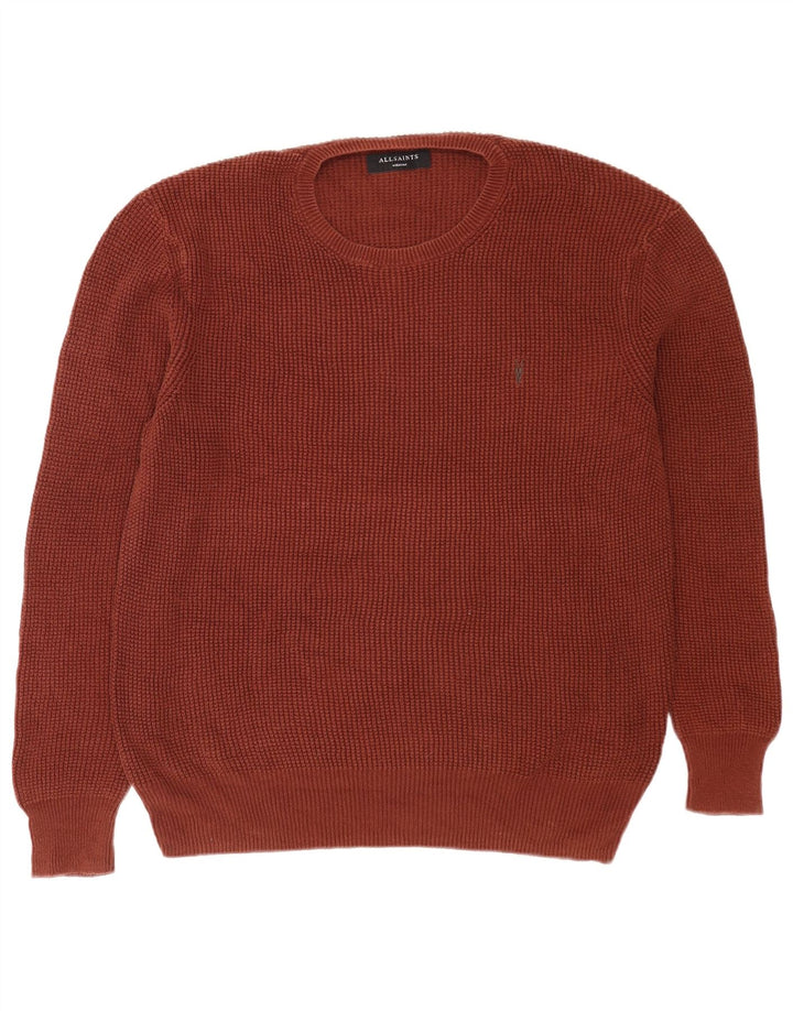 Maglione maglione girocollo da uomo All Saints in cotone marrone medio