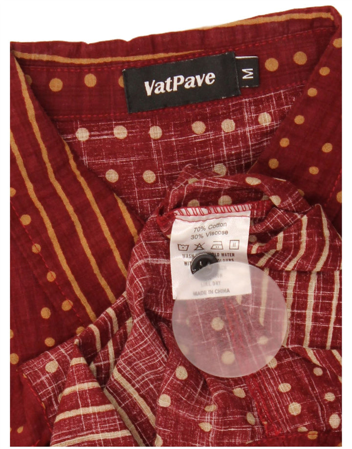Camicia a maniche corte da uomo Vatpave in cotone geometrico bordeaux medio