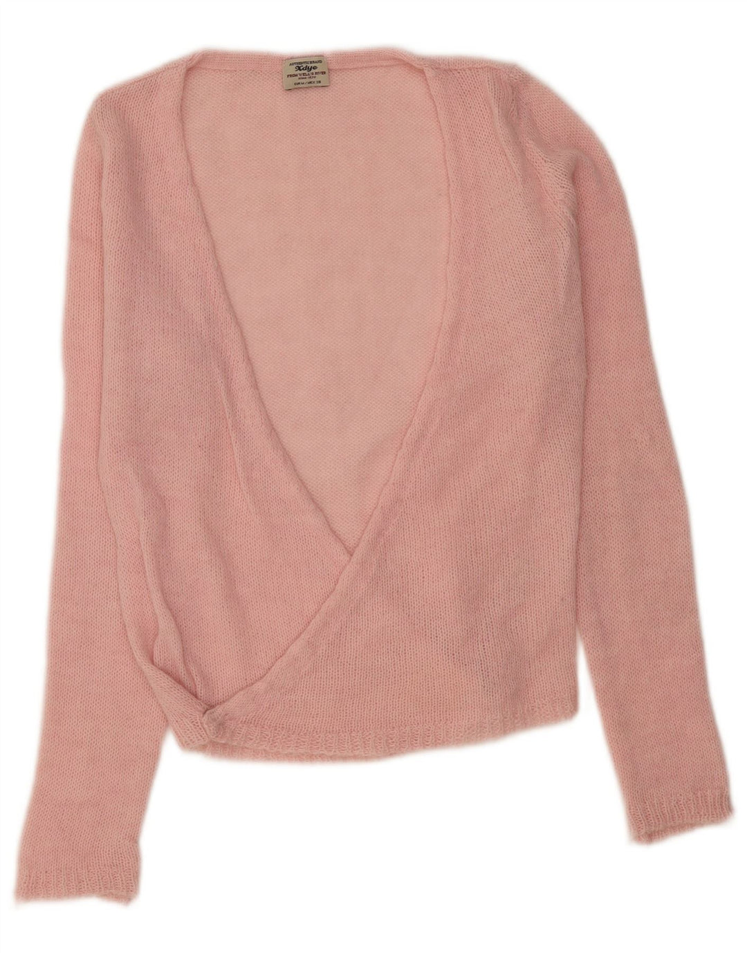 Maglione maglione vintage da donna con scollo a V UK 12 Rosa medio