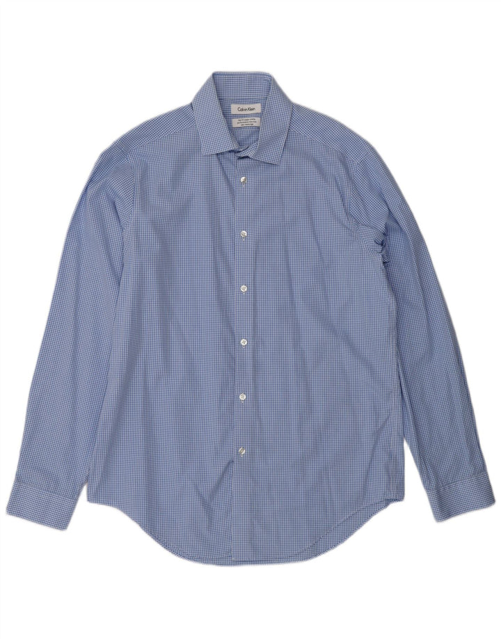Camicia slim fit da uomo Calvin Klein taglia 16 grande a quadretti blu