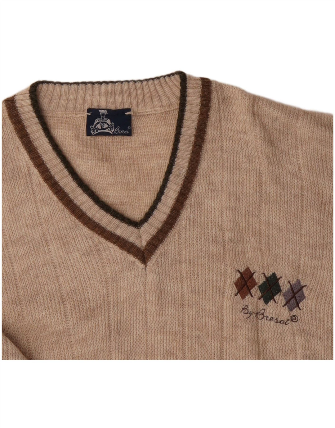 Maglione da uomo con scollo a V BRESCI XL Beige acrilico