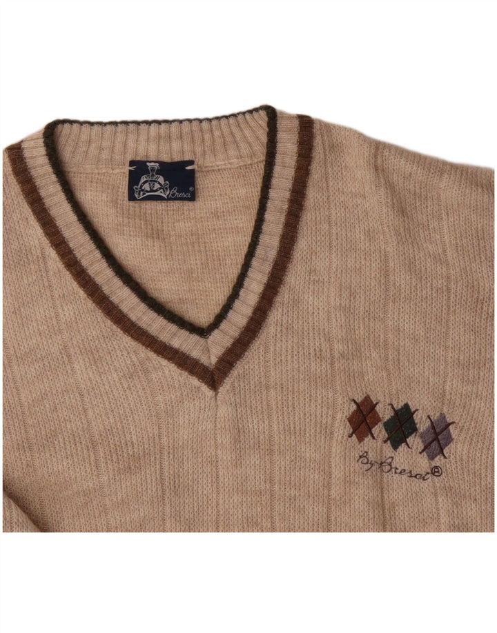 Maglione da uomo con scollo a V BRESCI XL Beige acrilico