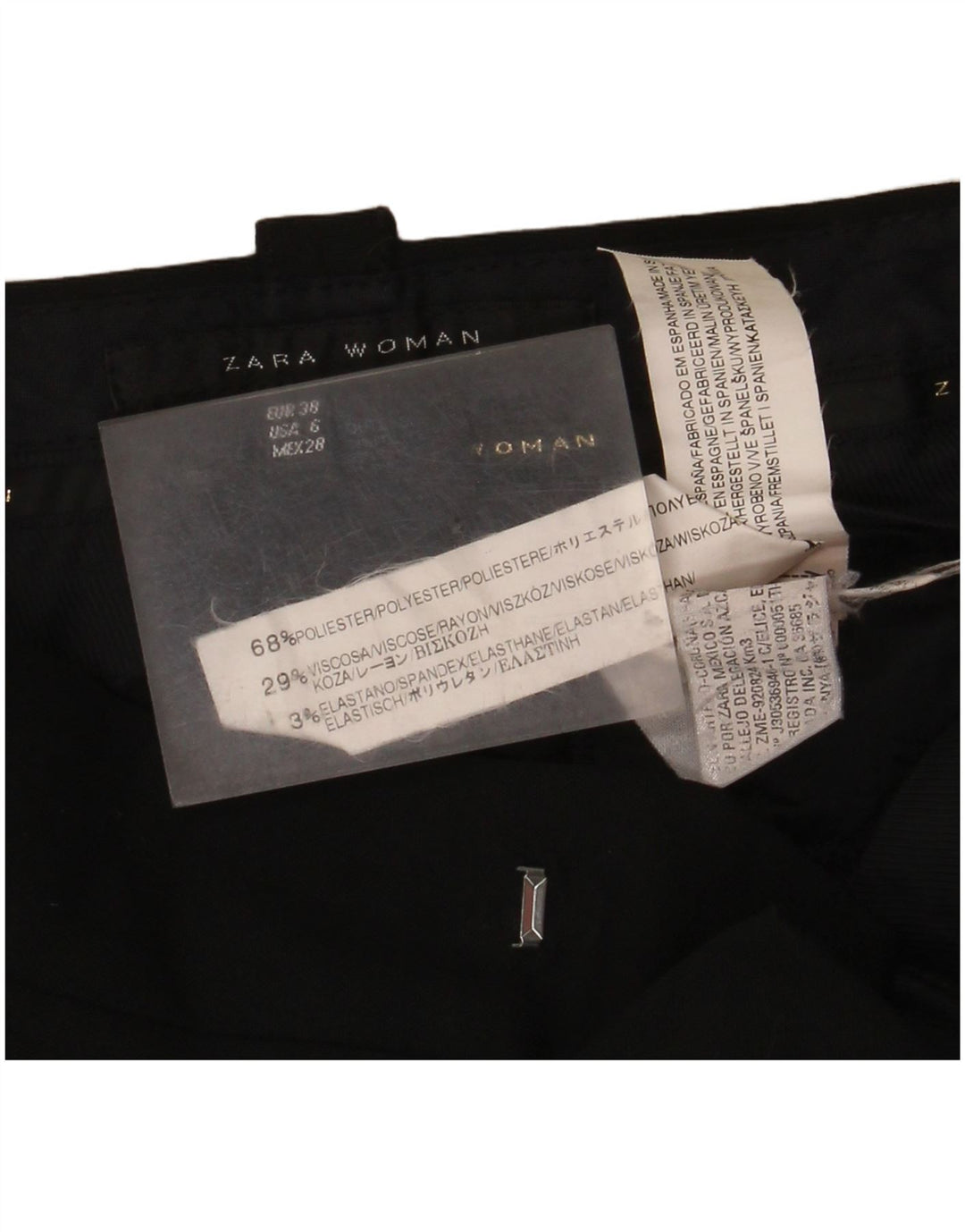 Pantaloni da abito a gamba larga da donna Zara EU 38 Small W28 L32 Poliestere nero