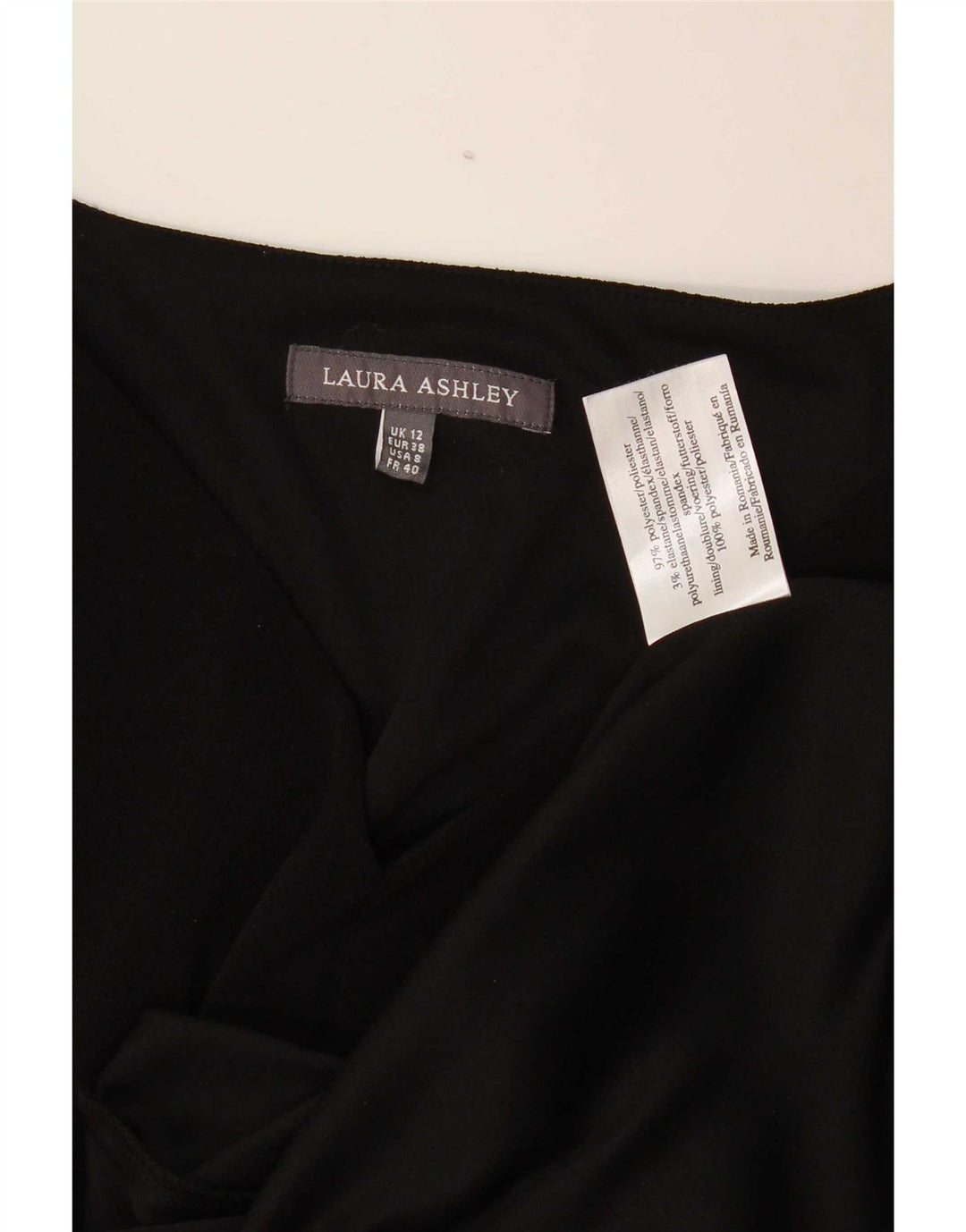 Abito a trapezio con maniche a 3/4 da donna Laura Ashley UK 12 Poliestere nero medio