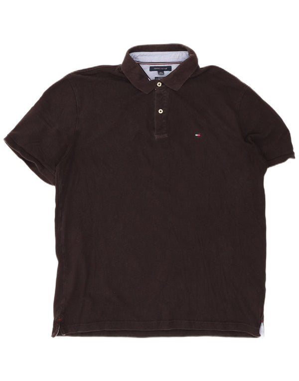 Polo da uomo su misura Tommy Hilfiger XL in cotone nero